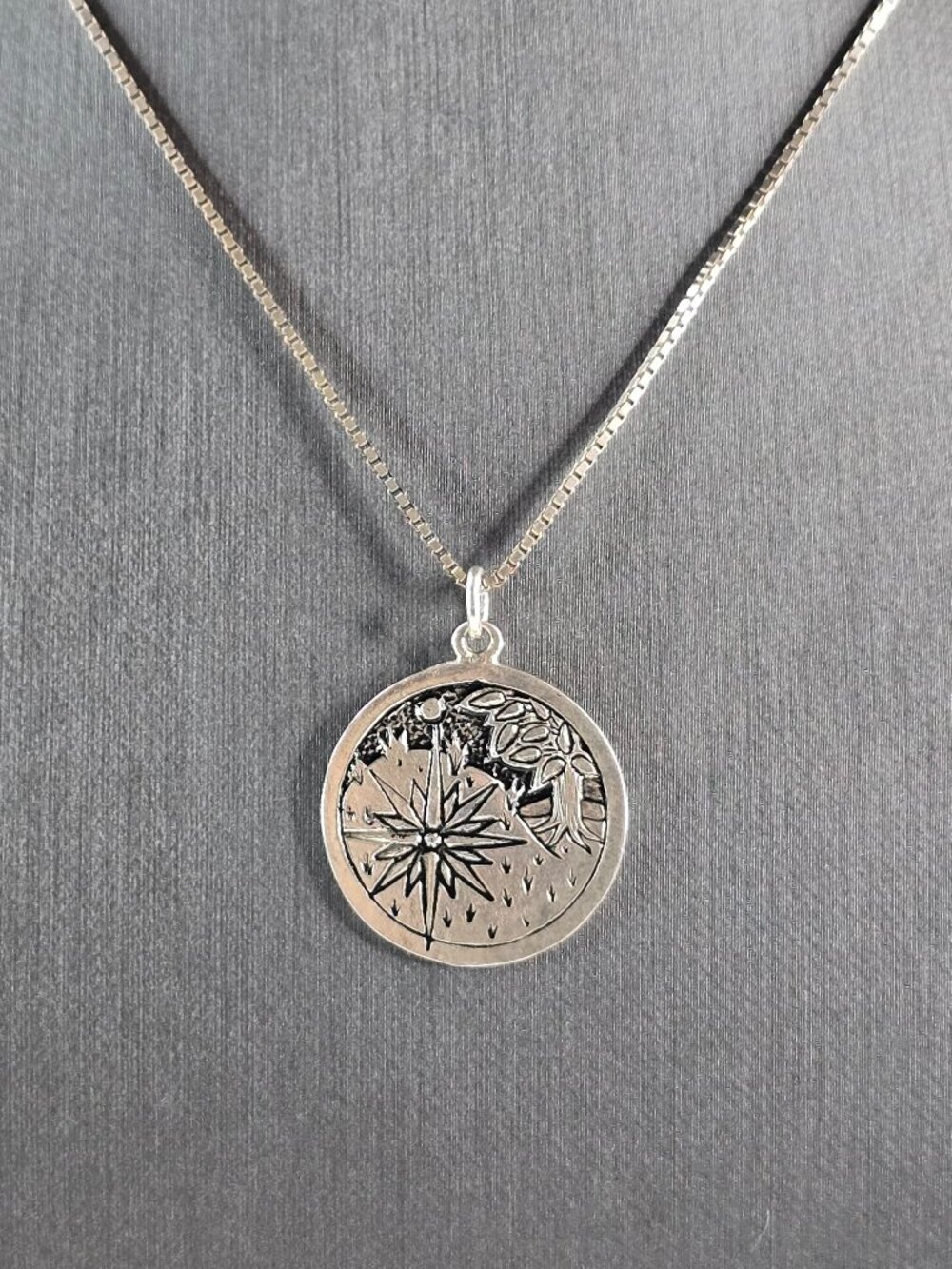 Womens Vintage Sterling Silver Celtic SIDHE Birth Pendant Necklace 5.3g E5541